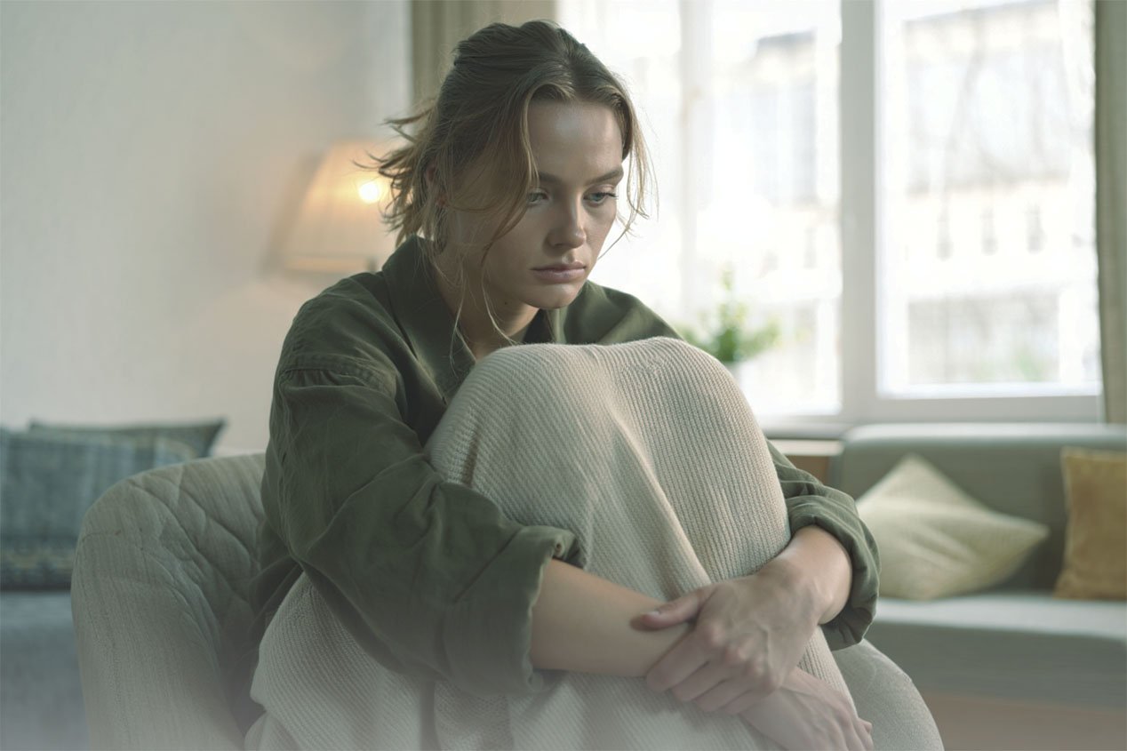 Осложнения нарколепсии Девушка с уставшим видом сидит на диване